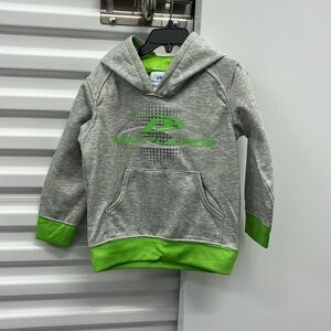 Pro Player Heather Gray & Bright Green Hoodie Sweatshirt Boys 4 Fleece Lining